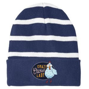 Crazy Chicken Lady Striped Beanie with Solid Band