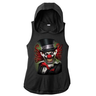 Crazy Clown Smiling Ladies PosiCharge Tri-Blend Wicking Draft Hoodie Tank