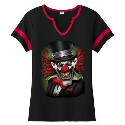 Crazy Clown Smiling Ladies Halftime Notch Neck Tee