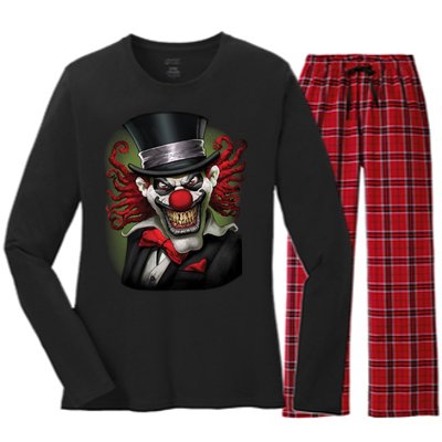 Crazy Clown Smiling Women's Long Sleeve Flannel Pajama Set 