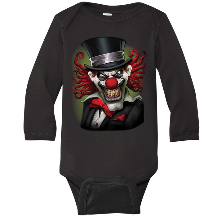 Crazy Clown Smiling Baby Long Sleeve Bodysuit