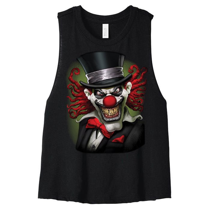 Crazy Clown Smiling Women's Racerback Cropped Tank