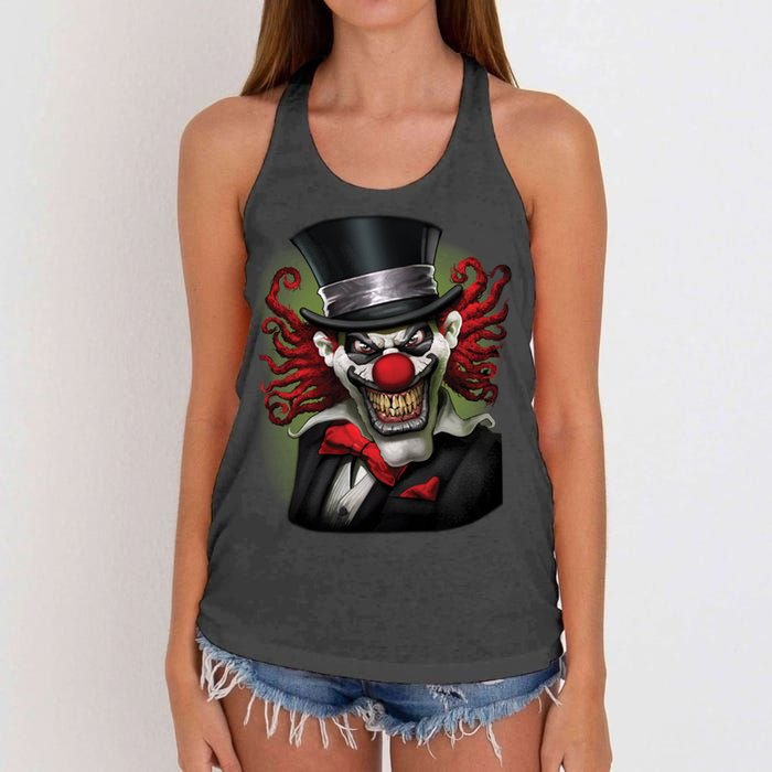 Crazy Clown Smiling Women's Knotted Racerback Tank