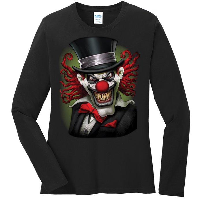 Crazy Clown Smiling Ladies Long Sleeve Shirt