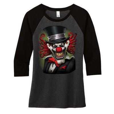 Crazy Clown Smiling Women's Tri-Blend 3/4-Sleeve Raglan Shirt