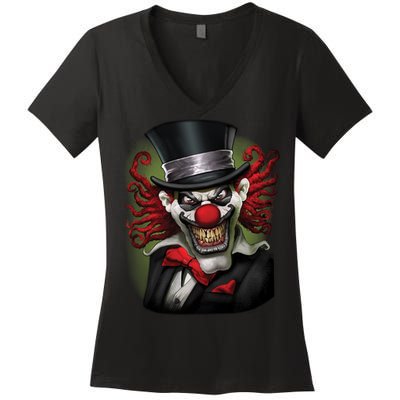 Crazy Clown Smiling Women's V-Neck T-Shirt