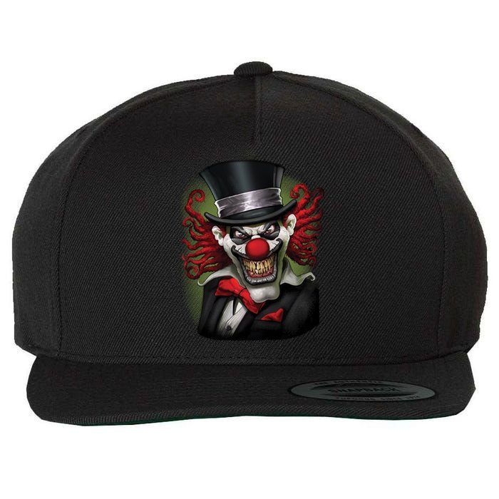 Crazy Clown Smiling Wool Snapback Cap