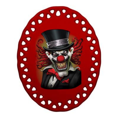 Crazy Clown Smiling Ceramic Oval Ornament