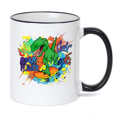 Crazy Cool Skateboarding T-Rex 11oz Black Color Changing Mug