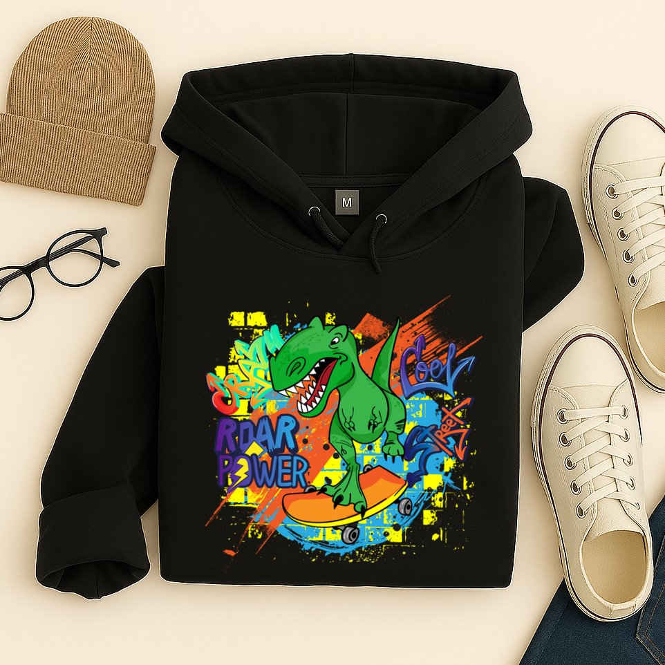 Crazy Cool Skateboarding T-Rex Hoodie
