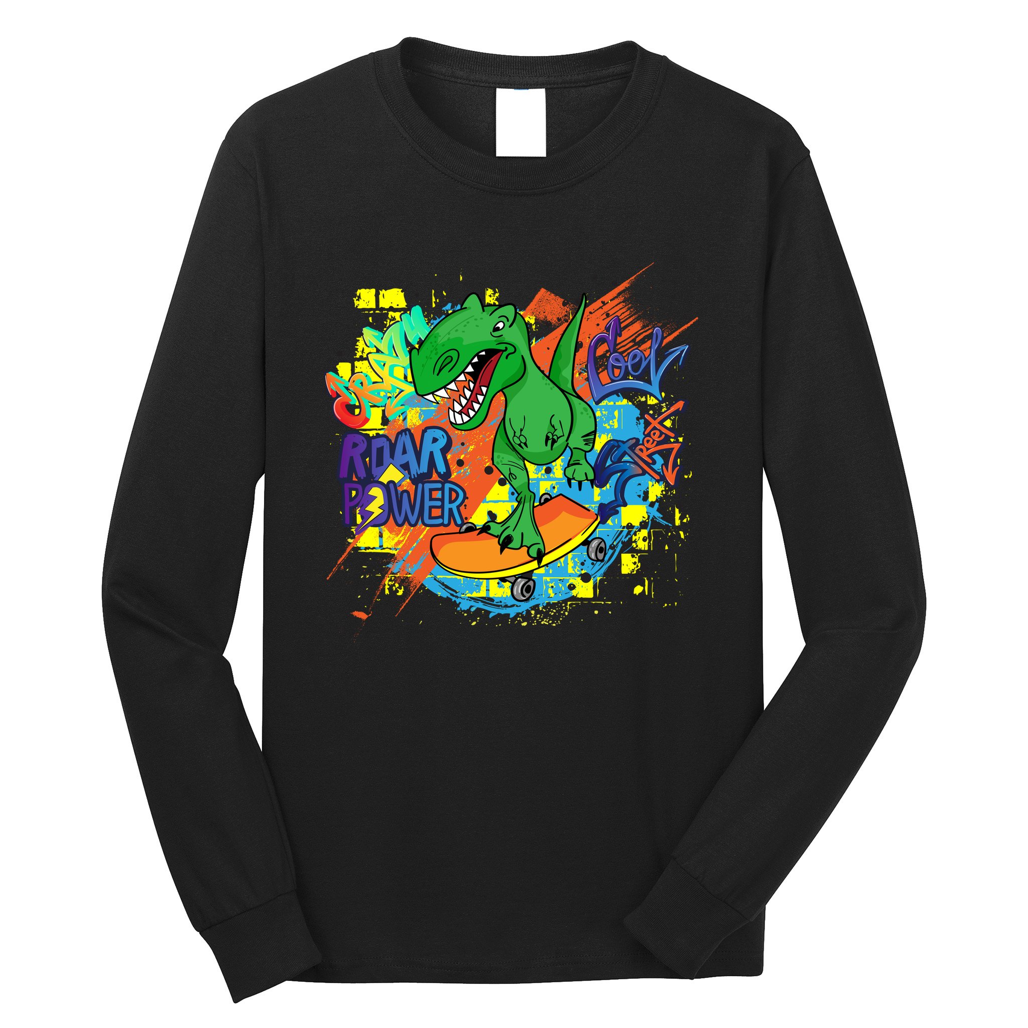 Crazy Cool Skateboarding T-Rex Long Sleeve Shirt