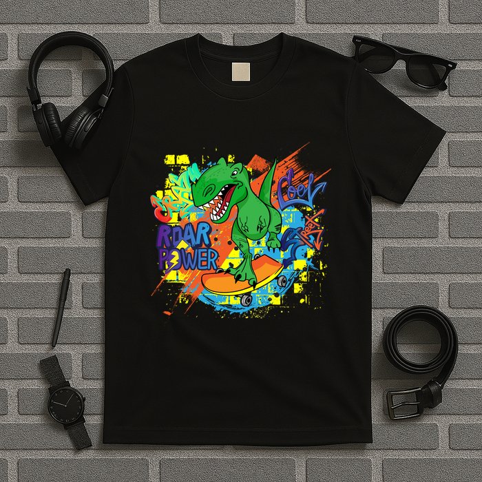 Crazy Cool Skateboarding T-Rex T-Shirt