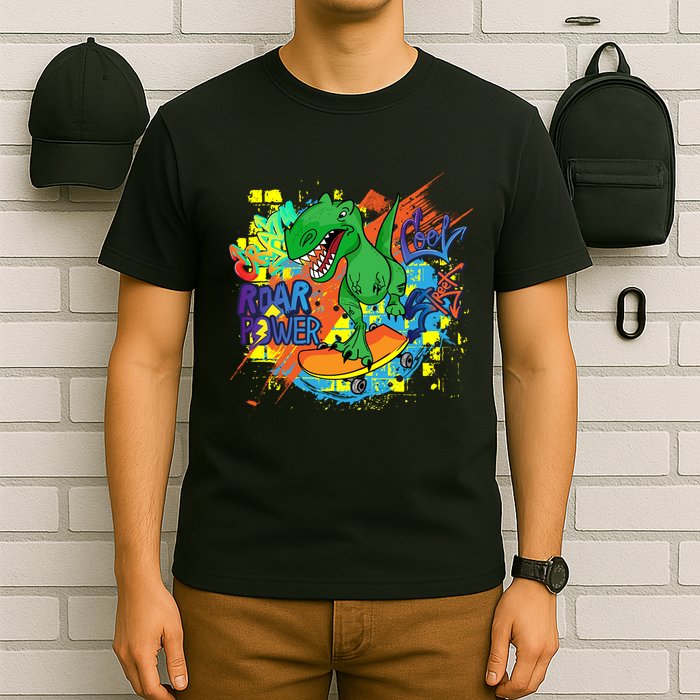 Crazy Cool Skateboarding T-Rex T-Shirt