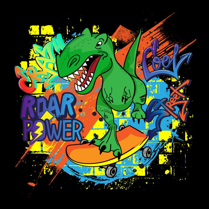 Crazy Cool Skateboarding T-Rex T-Shirt