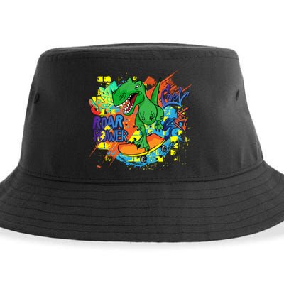 Crazy Cool Skateboarding T-Rex Sustainable Bucket Hat