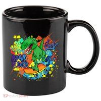 Crazy Cool Skateboarding T-Rex 11oz C Handle Ceramic Mug