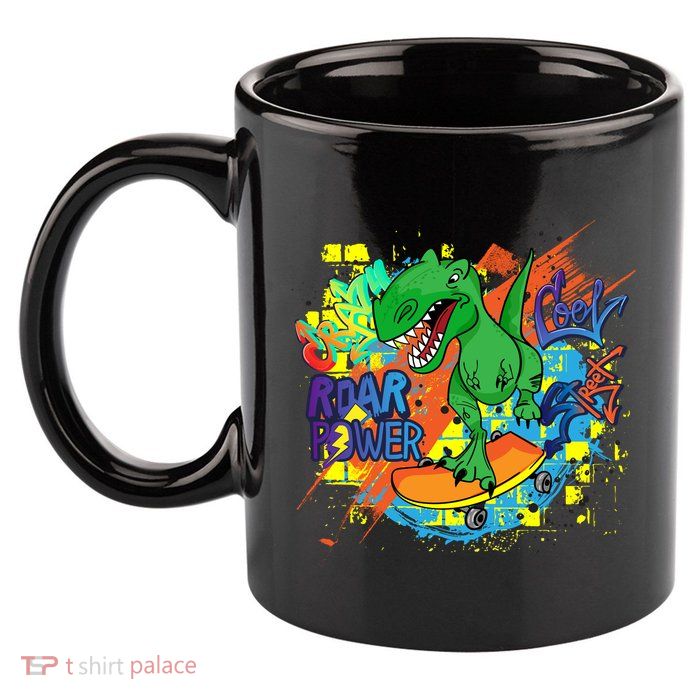 Crazy Cool Skateboarding T-Rex 11oz C Handle Ceramic Mug