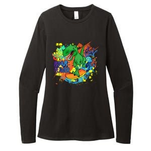 Crazy Cool Skateboarding T-Rex Womens CVC Long Sleeve Shirt