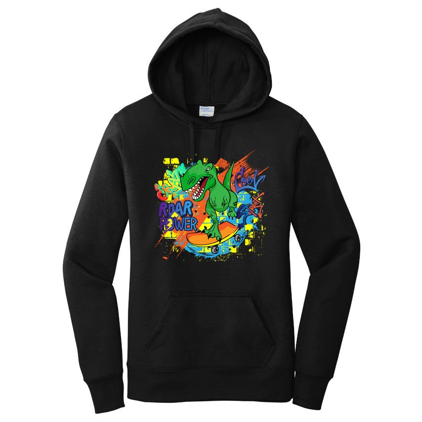 Crazy Cool Skateboarding T-Rex Women's Pullover Hoodie