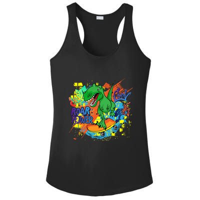 Crazy Cool Skateboarding T-Rex Ladies PosiCharge Competitor Racerback Tank