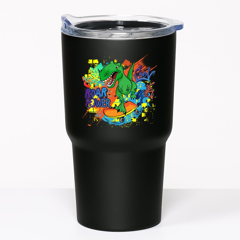 Crazy Cool Skateboarding T-Rex Tumbler