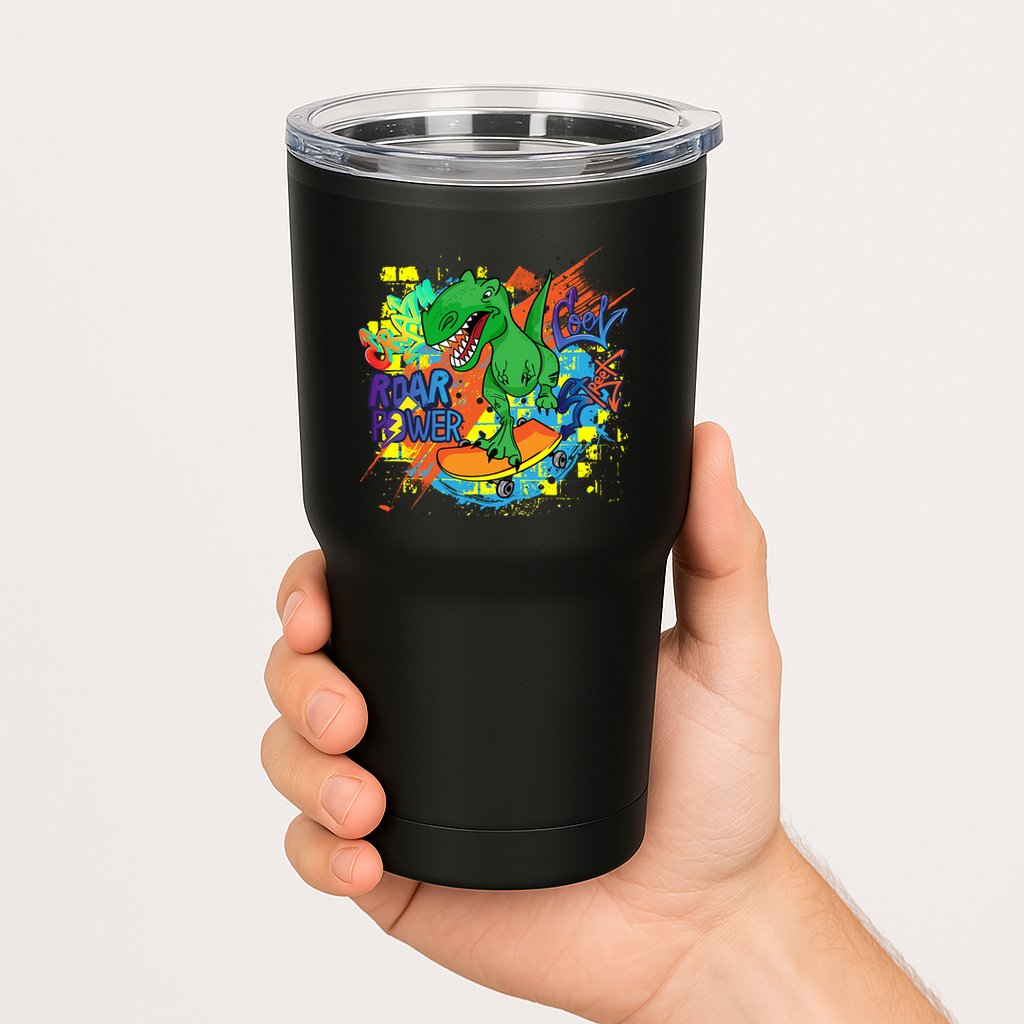 Crazy Cool Skateboarding T-Rex Tumbler