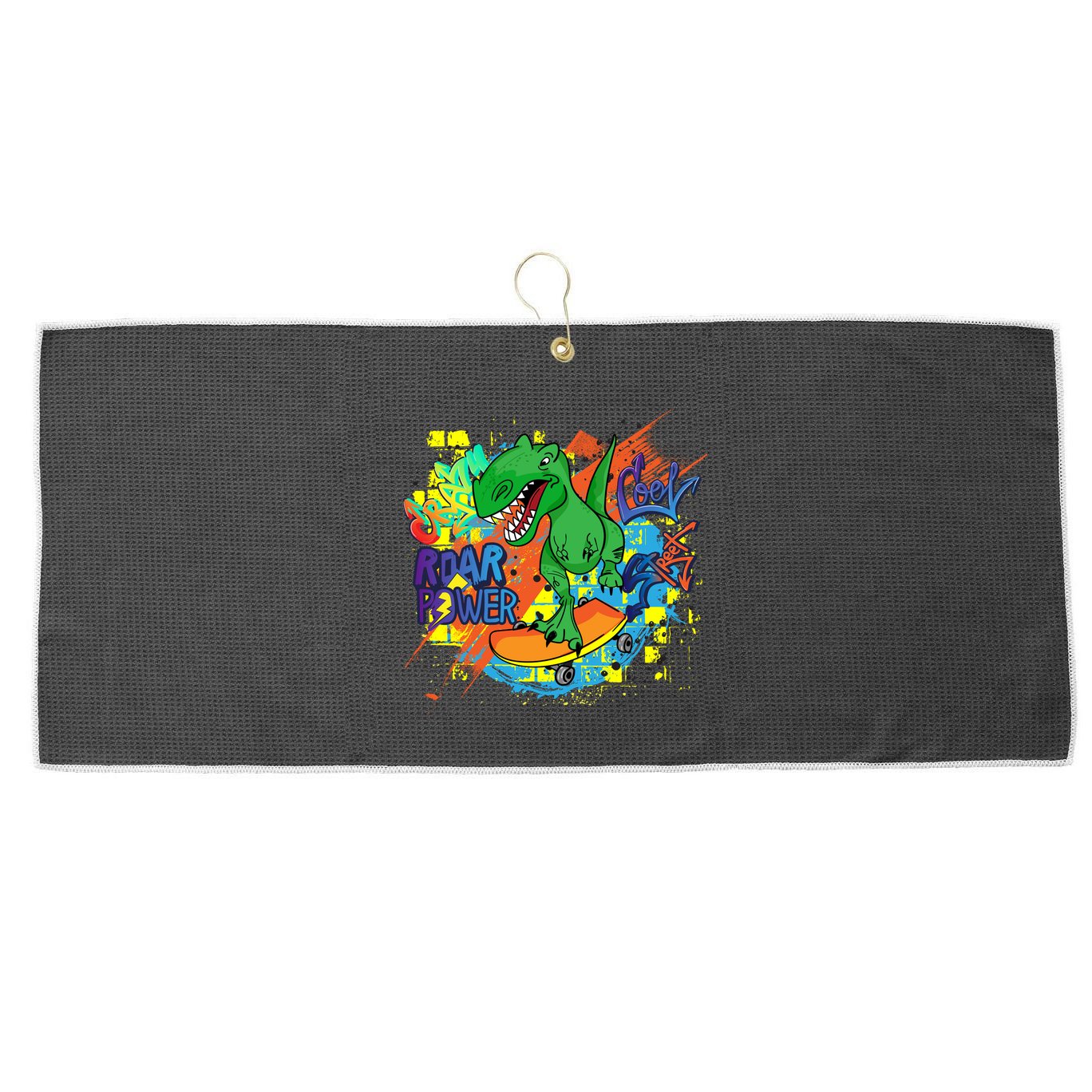 Crazy Cool Skateboarding T-Rex Large Microfiber Waffle Golf Towel