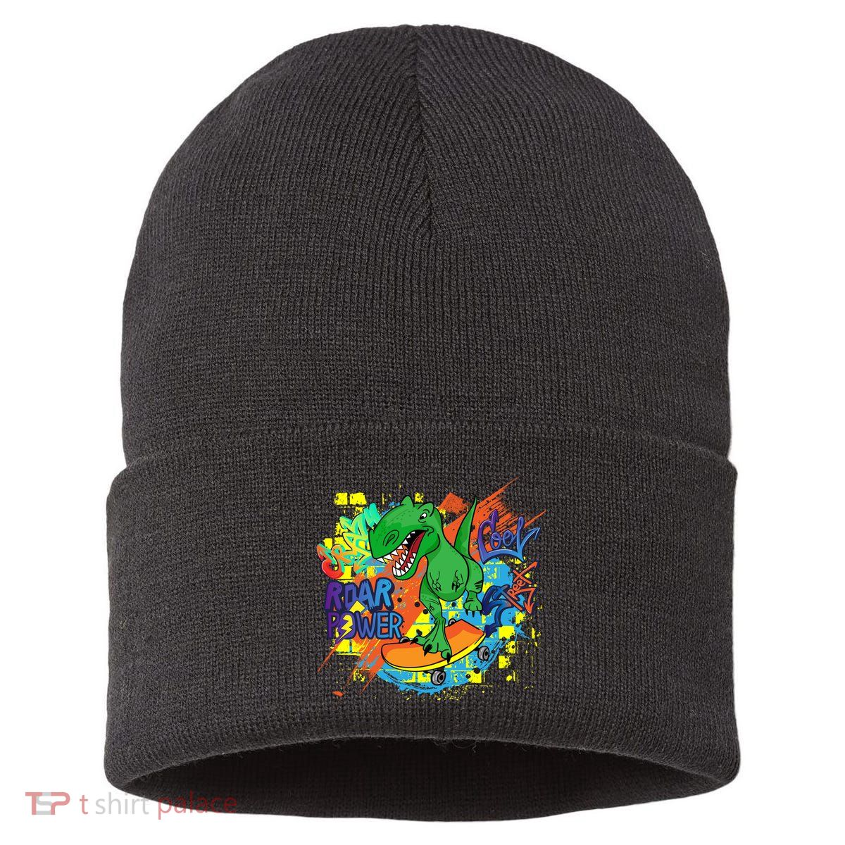Crazy Cool Skateboarding T-Rex Sustainable Knit Beanie