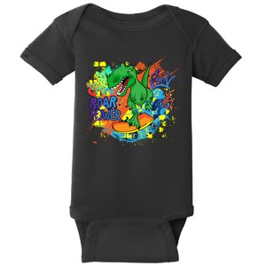 Crazy Cool Skateboarding T-Rex Baby Bodysuit