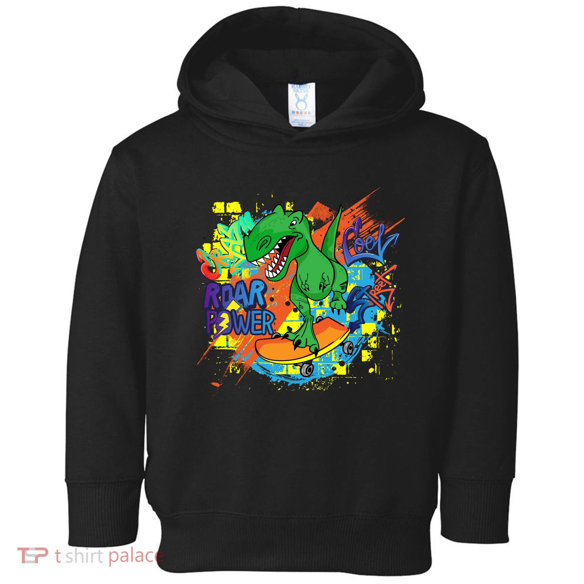 Crazy Cool Skateboarding T-Rex Toddler Hoodie