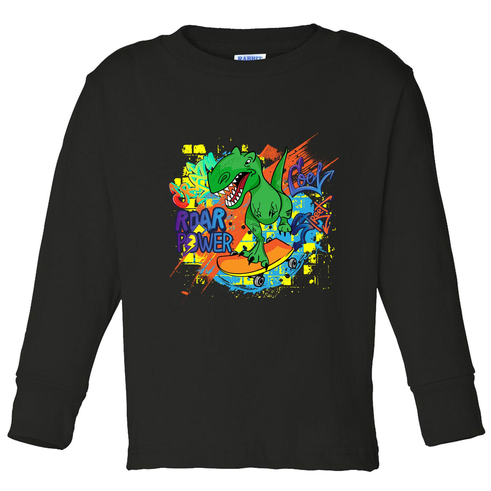 Crazy Cool Skateboarding T-Rex Toddler Long Sleeve Shirt