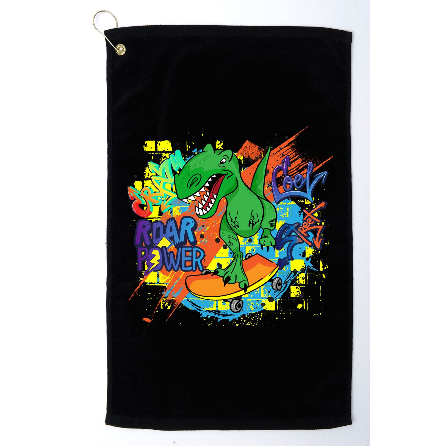 Crazy Cool Skateboarding T-Rex Golf Towel