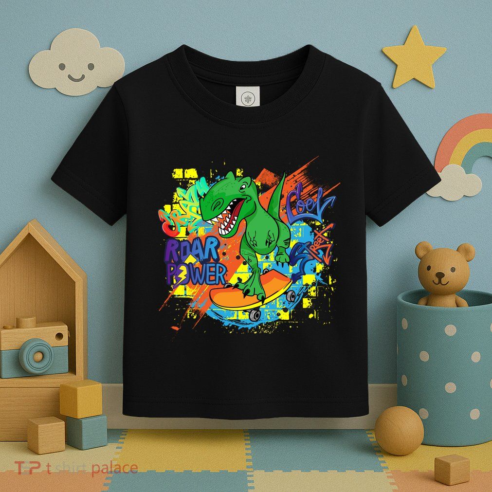 Crazy Cool Skateboarding T-Rex Toddler T-Shirt