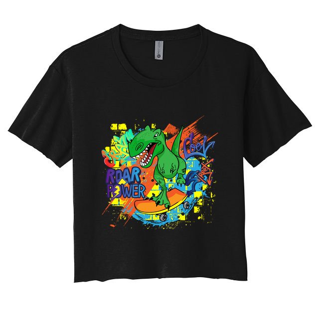 Crazy Cool Skateboarding T-Rex Crop Top