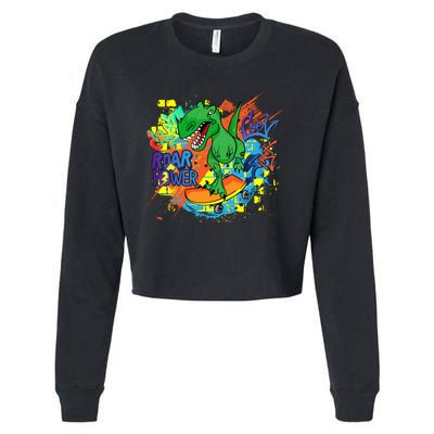 Crazy Cool Skateboarding T-Rex Cropped Pullover Crew