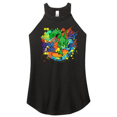 Crazy Cool Skateboarding T-Rex Women’s Perfect Tri Rocker Tank