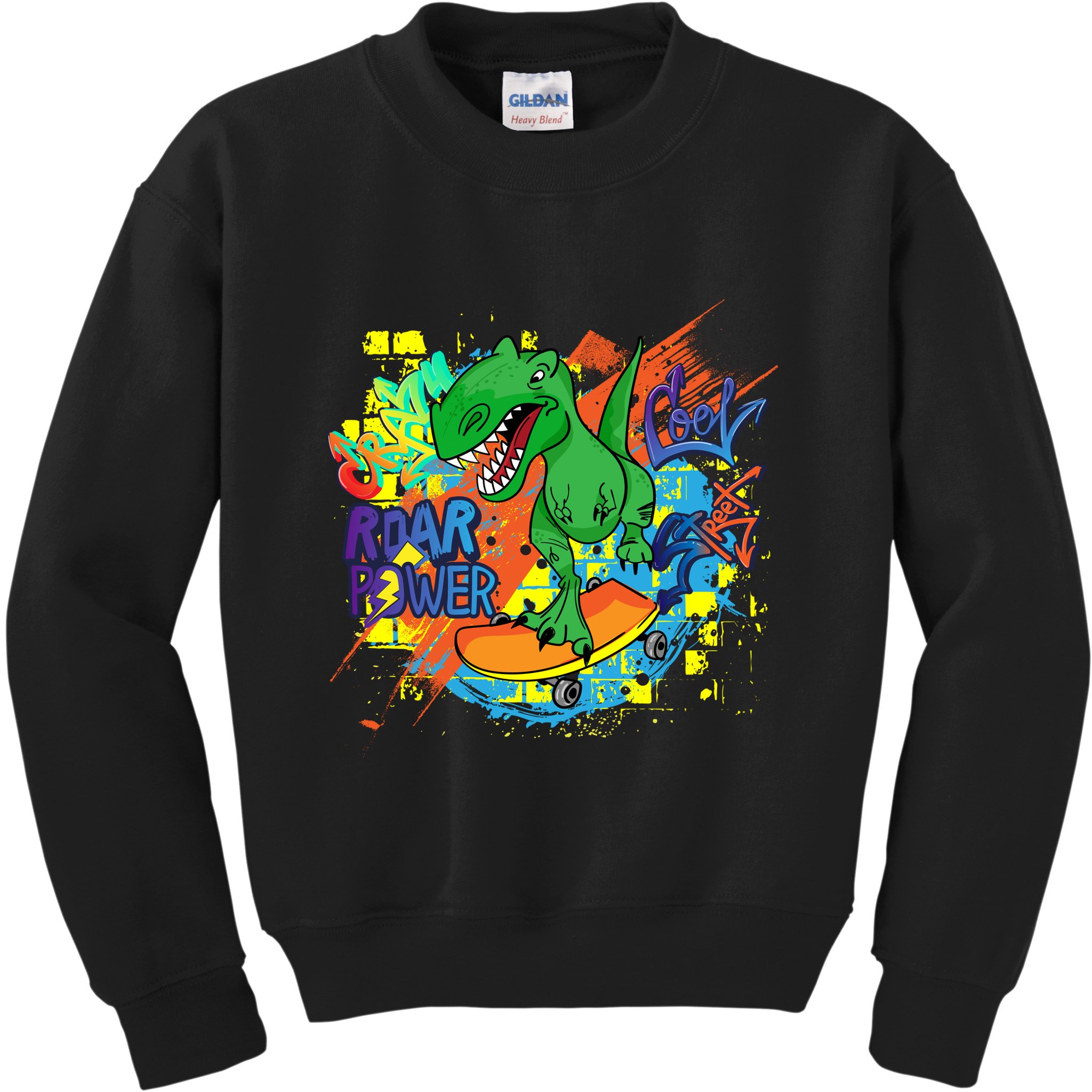 Crazy Cool Skateboarding T-Rex Kids Sweatshirt