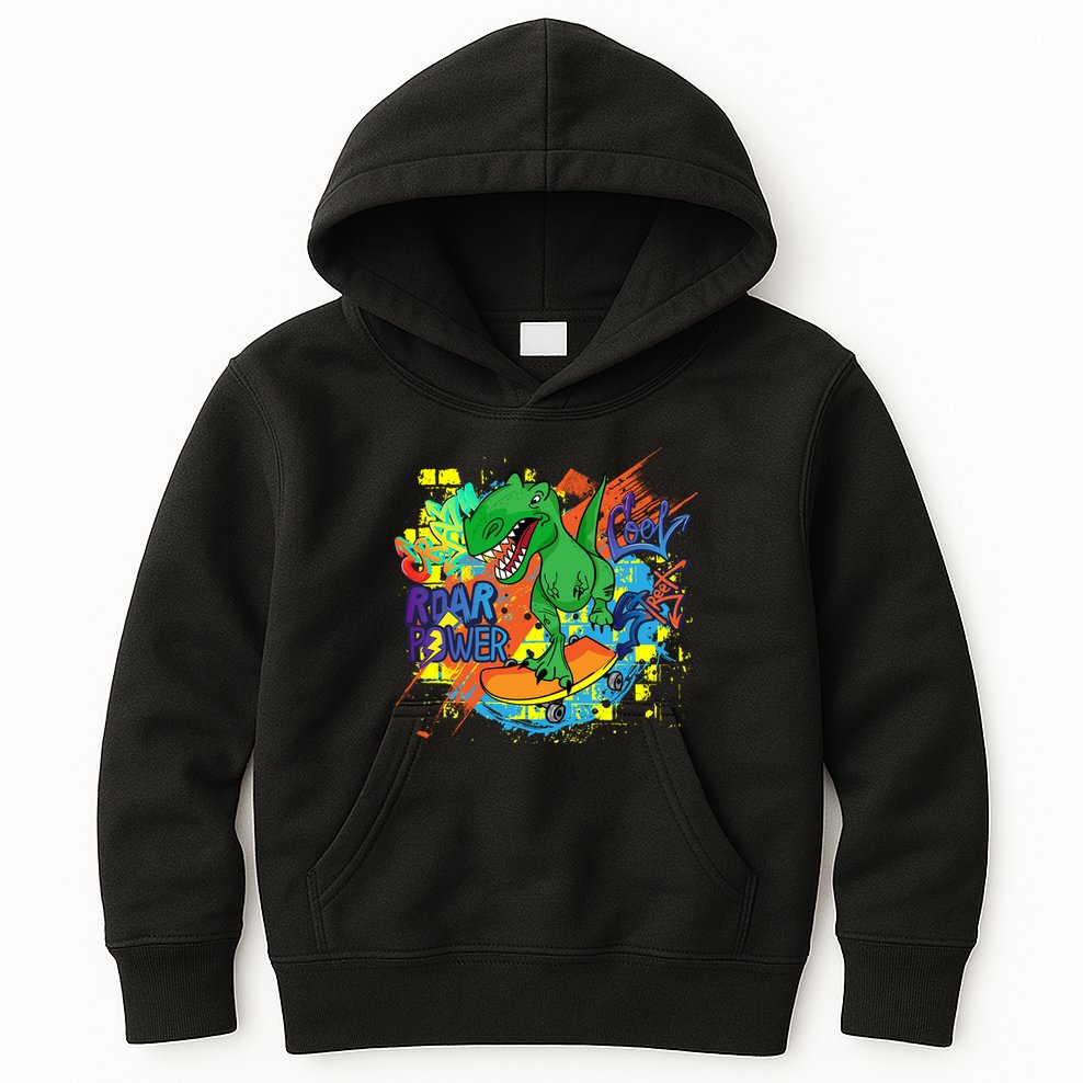 Crazy Cool Skateboarding T-Rex Kids Hoodie
