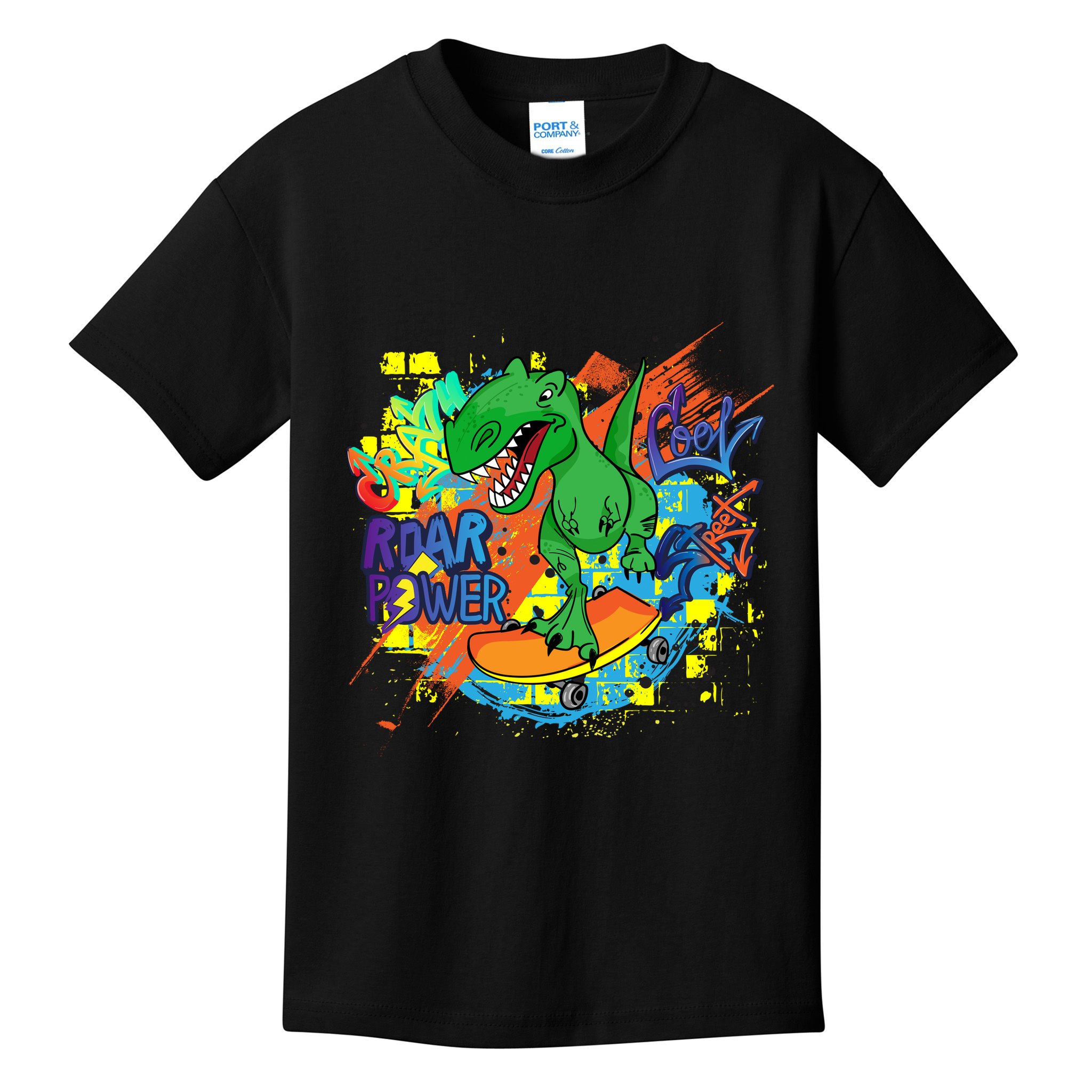 Crazy Cool Skateboarding T-Rex Kids T-Shirt