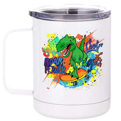 Crazy Cool Skateboarding T-Rex 12 oz Stainless Steel Tumbler Cup