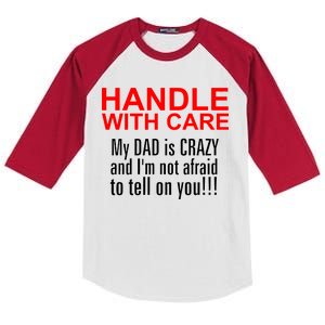 Crazy Dad - Handle With Care Funny Kids Colorblock Raglan Jersey