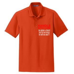 Crazy Mom - Handle With Care Funny Dry Zone Grid Polo