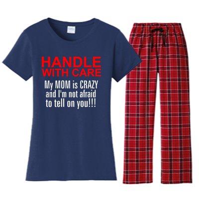 Crazy Mom - Handle With Care Funny Women's Flannel Pajama Set