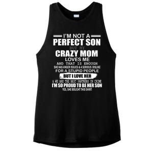 Crazy Mom And Perfect Son Funny Quote Ladies PosiCharge Tri-Blend Wicking Tank