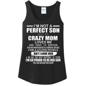 Crazy Mom And Perfect Son Funny Quote Ladies Essential Tank