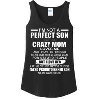 Crazy Mom And Perfect Son Funny Quote Ladies Essential Tank