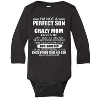 Crazy Mom And Perfect Son Funny Quote Baby Long Sleeve Bodysuit