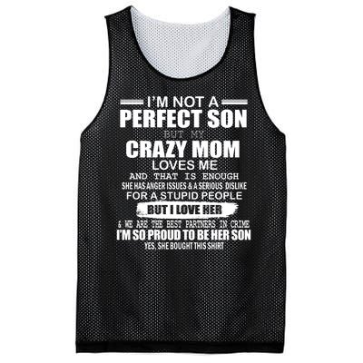 Crazy Mom And Perfect Son Funny Quote Mesh Reversible Basketball Jersey Tank