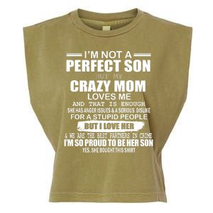 Crazy Mom And Perfect Son Funny Quote Garment-Dyed Women's Muscle Tee