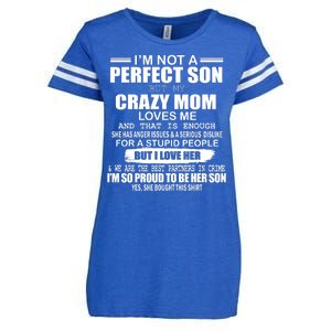 Crazy Mom And Perfect Son Funny Quote Enza Ladies Jersey Football T-Shirt